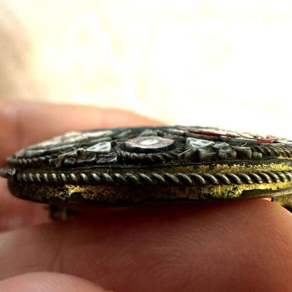 Vintage estate Italian micro mosaic floral brooch - Picture 6 of 7